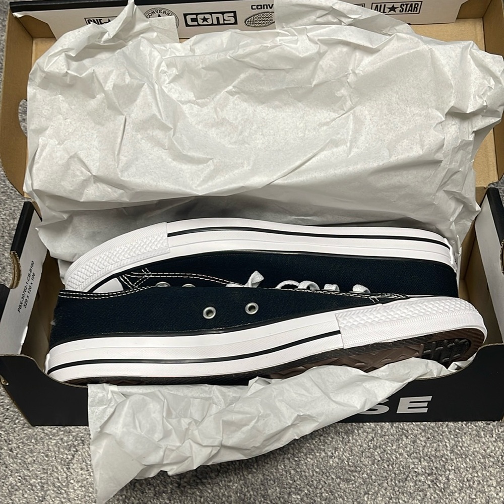 Brand new in box black and white converse